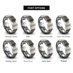 font options for inside engraving on silver bow pins rings