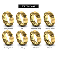 font options for inside engraving on gold bowen knot heart rings