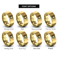 font options for inside engraving on gold bowen knot heart rings