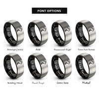 font options for inside engraving on black & silver bowl of hygieia rings