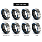 font options for inside engraving on black & blue & silver bowline circle rings