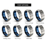 font options for inside engraving on blue & gray bowline circle rings
