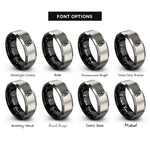 font options for inside engraving on black & grey bowline knot rings