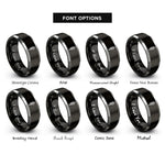 font options for inside engraving on black & gray bowline knot rings