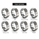 font options for inside engraving on silver bowline knot rings