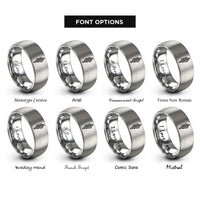 font options for inside engraving on gray bowline knot rings