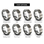 font options for inside engraving on silver bowline knot rings