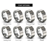 font options for inside engraving on gray bowline knot rings