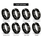 font options for inside engraving on black & silver box cutter rings