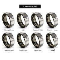 font options for inside engraving on gunmetal & silver box cutter rings