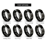 font options for inside engraving on black & grey box grater rings