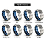 font options for inside engraving on blue & silver box jellyfish rings