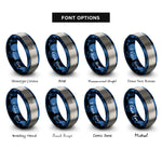 font options for inside engraving on blue & gray box jellyfish rings
