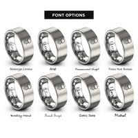 font options for inside engraving on grey box jellyfish rings