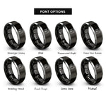 font options for inside engraving on black & silver box joint rings