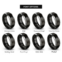 font options for inside engraving on black & silver box joint rings