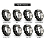 font options for inside engraving on black & gray box joint rings