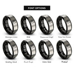 font options for inside engraving on black & grey box joint rings