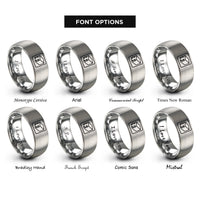 font options for inside engraving on grey box joint rings