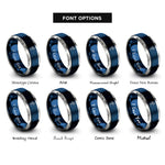font options for inside engraving on blue & grey box jump rings
