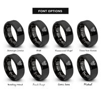 font options for inside engraving on black boxer engine rings