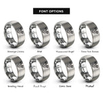 font options for inside engraving on silver boxer engine rings