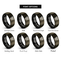 font options for inside engraving on gunmetal & black boxer engine rings