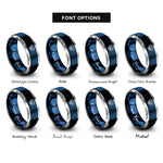 font options for inside engraving on blue & silver boxing emblem gloves rings