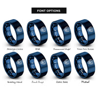 font options for inside engraving on blue boxing emblem gloves rings