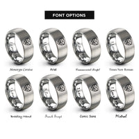 font options for inside engraving on gray boxing emblem gloves rings