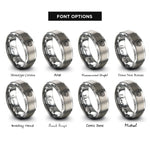 font options for inside engraving on gray boxing emblem gloves rings