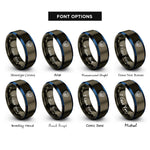 font options for inside engraving on gunmetal & blue boxing emblem gloves rings