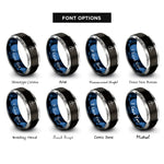 font options for inside engraving on black & blue & grey boxing gloves rings
