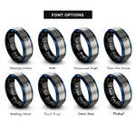 font options for inside engraving on black & blue & gray boxing gloves rings
