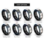 font options for inside engraving on black & blue & gray boxing gloves rings