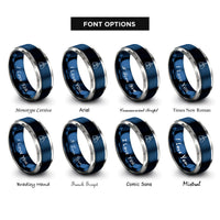 font options for inside engraving on blue & gray boxing gloves rings