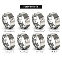 font options for inside engraving on silver boxing gloves rings