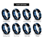 font options for inside engraving on blue & silver boxing headgear rings