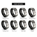 font options for inside engraving on black & silver boxing uppercut silhouette rings
