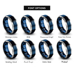 font options for inside engraving on blue & grey boxing uppercut silhouette rings