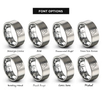font options for inside engraving on gray boxing uppercut silhouette rings
