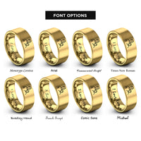 font options for inside engraving on gold boy dad rings