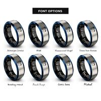 font options for inside engraving on black & blue & silver boy footprints rings