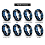font options for inside engraving on blue & gray boy footprints rings