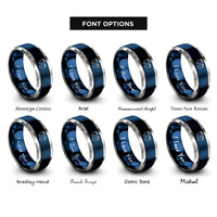 font options for inside engraving on blue & gray boy footprints rings