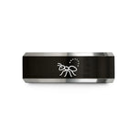 engraved promise rings couples – black & silver tungsten ant trail wedding band