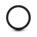 engraved promise rings couples – ant trail engraving on black & grey tungsten wedding band