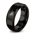 promise rings for couples – black tungsten ant trail ring