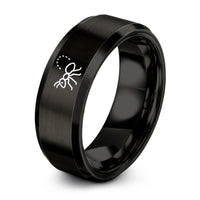 promise rings for couples – black tungsten ant trail ring