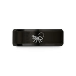 matching rings for couples – black tungsten ant trail wedding band